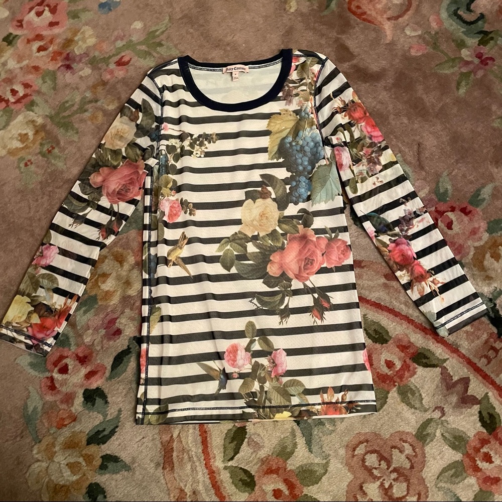 Mesh Juicy Couture striped long-sleeved top S